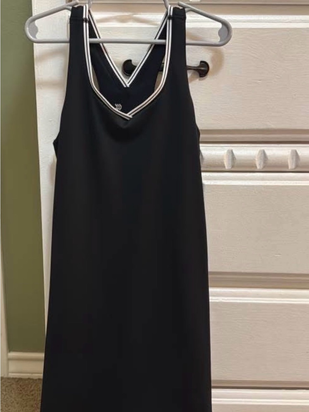 all in motion Black Sleeveless V-Neck Shift Dress with White Trim